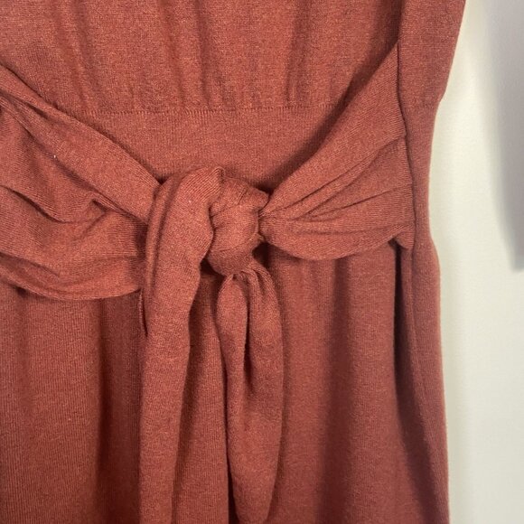 ANTHROPOLOGIE Womens L Redwood Off Shoulder Mini Dress Dolman Sleeve Tie Waist - Picture 6 of 11
